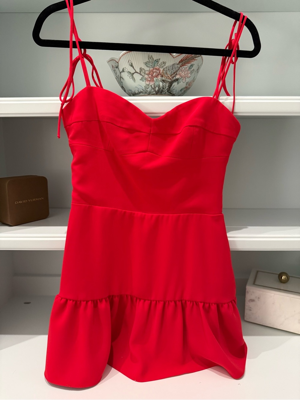 Amanda Uprichard Red champagne skort/romper mini dress with Smocked Back